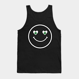 Smiley Face St Patricks Day Shamrocks Tank Top